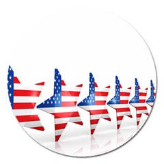 Multiple Us Flag Stars Line Slide Magnet 5  (round) by Mariart