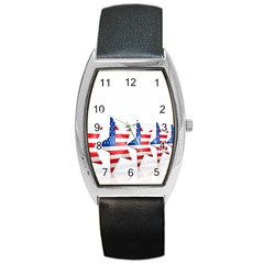 Multiple Us Flag Stars Line Slide Barrel Style Metal Watch