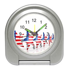 Multiple Us Flag Stars Line Slide Travel Alarm Clocks