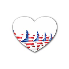 Multiple Us Flag Stars Line Slide Rubber Coaster (heart)  by Mariart