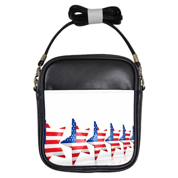 Multiple Us Flag Stars Line Slide Girls Sling Bags