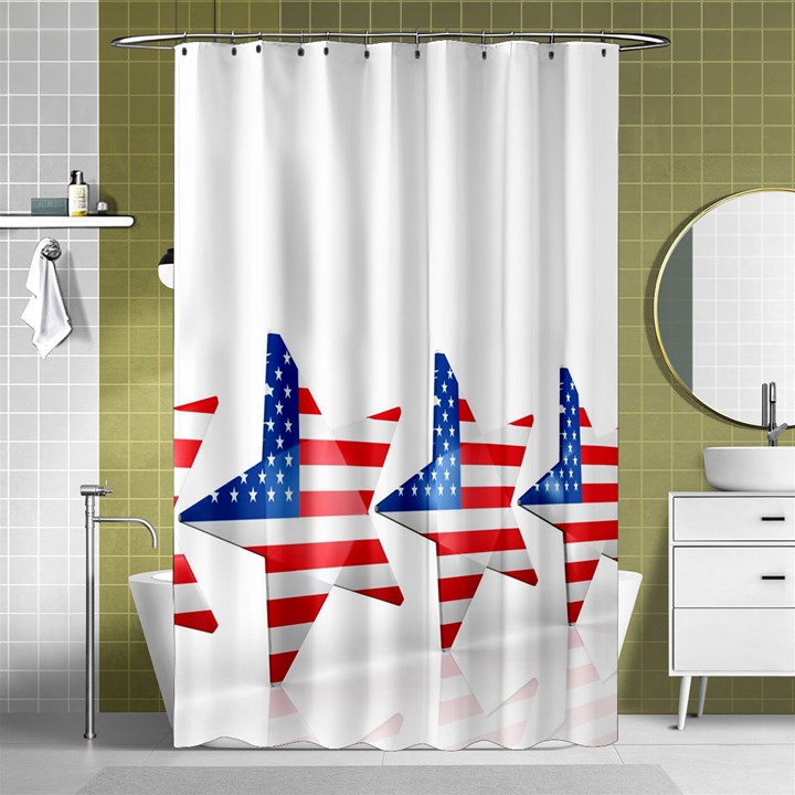 Multiple Us Flag Stars Line Slide Shower Curtain 48  x 72  (Small) 