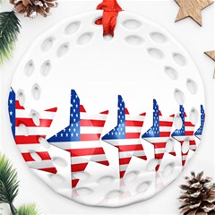 Multiple Us Flag Stars Line Slide Round Filigree Ornament (two Sides) by Mariart