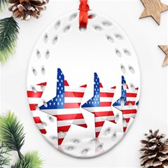 Multiple Us Flag Stars Line Slide Ornament (oval Filigree) by Mariart