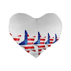 Multiple Us Flag Stars Line Slide Standard 16  Premium Heart Shape Cushions