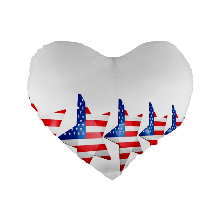 Multiple Us Flag Stars Line Slide Standard 16  Premium Heart Shape Cushions