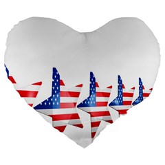 Multiple Us Flag Stars Line Slide Large 19  Premium Heart Shape Cushions by Mariart