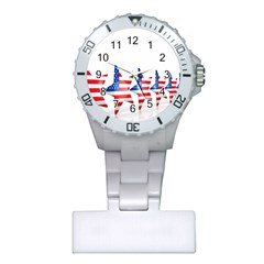 Multiple Us Flag Stars Line Slide Plastic Nurses Watch by Mariart