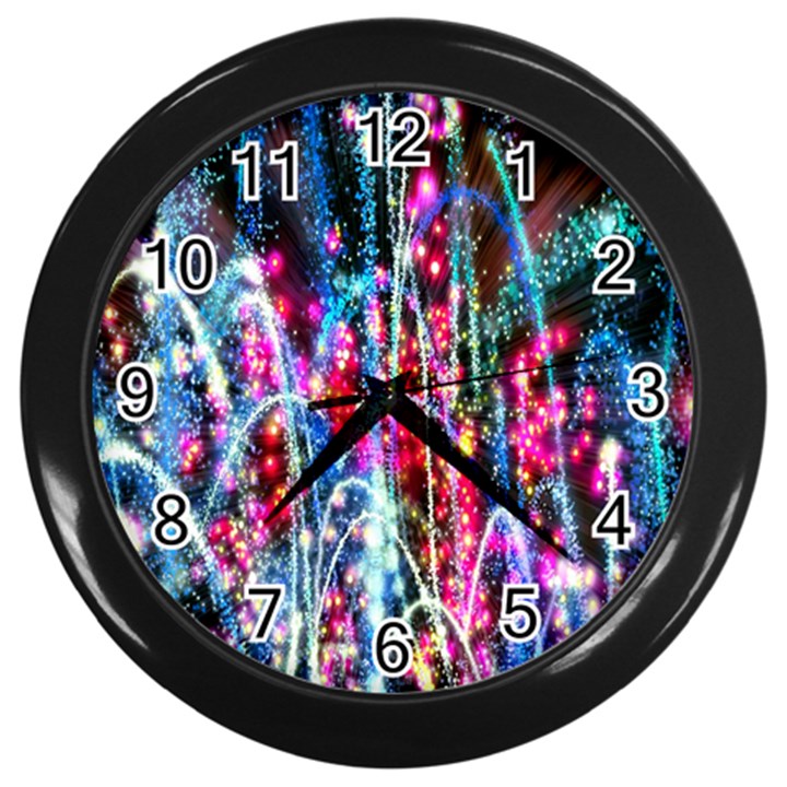 Fireworks Rainbow Wall Clocks (Black)