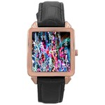 Fireworks Rainbow Rose Gold Leather Watch  Front