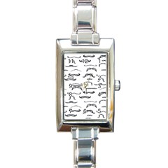 Mustache Man Black Hair Rectangle Italian Charm Watch by Mariart