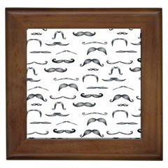 Mustache Man Black Hair Framed Tiles