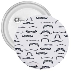 Mustache Man Black Hair 3  Buttons