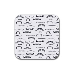 Mustache Man Black Hair Rubber Coaster (square) 