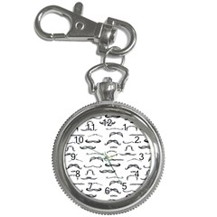 Mustache Man Black Hair Key Chain Watches by Mariart