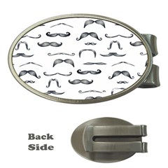 Mustache Man Black Hair Money Clips (oval)  by Mariart