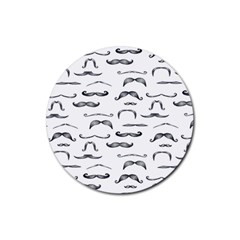 Mustache Man Black Hair Rubber Round Coaster (4 Pack) 