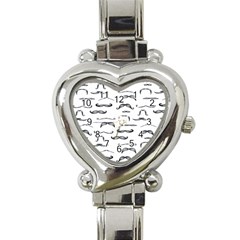 Mustache Man Black Hair Heart Italian Charm Watch