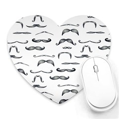 Mustache Man Black Hair Heart Mousepads by Mariart