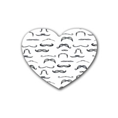 Mustache Man Black Hair Rubber Coaster (heart)  by Mariart