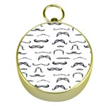 Mustache Man Black Hair Gold Compasses Front