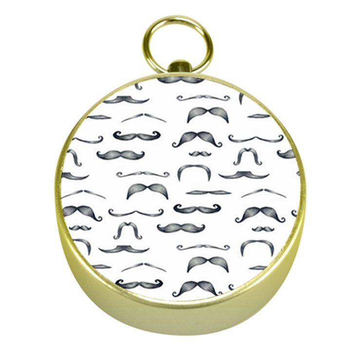 Mustache Man Black Hair Gold Compasses