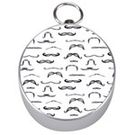 Mustache Man Black Hair Silver Compasses Front