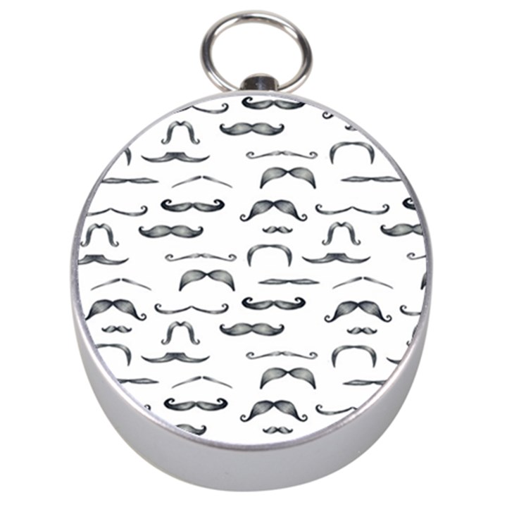 Mustache Man Black Hair Silver Compasses