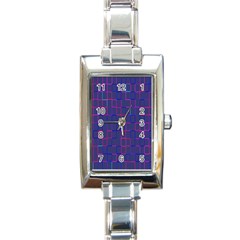 Grid Lines Square Pink Cyan Purple Blue Squares Lines Plaid Rectangle Italian Charm Watch