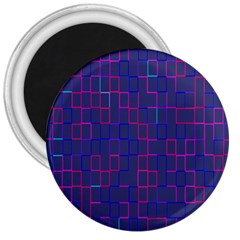 Grid Lines Square Pink Cyan Purple Blue Squares Lines Plaid 3  Magnets by Mariart