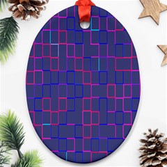 Grid Lines Square Pink Cyan Purple Blue Squares Lines Plaid Ornament (oval) by Mariart