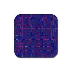 Grid Lines Square Pink Cyan Purple Blue Squares Lines Plaid Rubber Coaster (square)  by Mariart