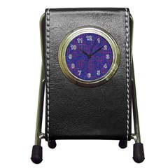 Grid Lines Square Pink Cyan Purple Blue Squares Lines Plaid Pen Holder Desk Clocks by Mariart