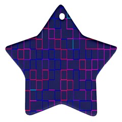 Grid Lines Square Pink Cyan Purple Blue Squares Lines Plaid Star Ornament (two Sides) by Mariart