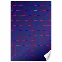 Grid Lines Square Pink Cyan Purple Blue Squares Lines Plaid Canvas 12  X 18   by Mariart