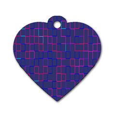 Grid Lines Square Pink Cyan Purple Blue Squares Lines Plaid Dog Tag Heart (one Side) by Mariart