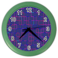 Grid Lines Square Pink Cyan Purple Blue Squares Lines Plaid Color Wall Clocks by Mariart