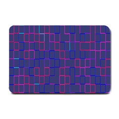 Grid Lines Square Pink Cyan Purple Blue Squares Lines Plaid Small Doormat  by Mariart