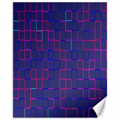 Grid Lines Square Pink Cyan Purple Blue Squares Lines Plaid Canvas 11  X 14   by Mariart