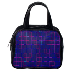 Grid Lines Square Pink Cyan Purple Blue Squares Lines Plaid Classic Handbags (one Side) by Mariart