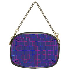 Grid Lines Square Pink Cyan Purple Blue Squares Lines Plaid Chain Purses (two Sides) 