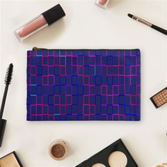 Grid Lines Square Pink Cyan Purple Blue Squares Lines Plaid Cosmetic Bag (medium)  by Mariart