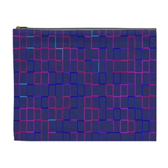 Grid Lines Square Pink Cyan Purple Blue Squares Lines Plaid Cosmetic Bag (xl) by Mariart