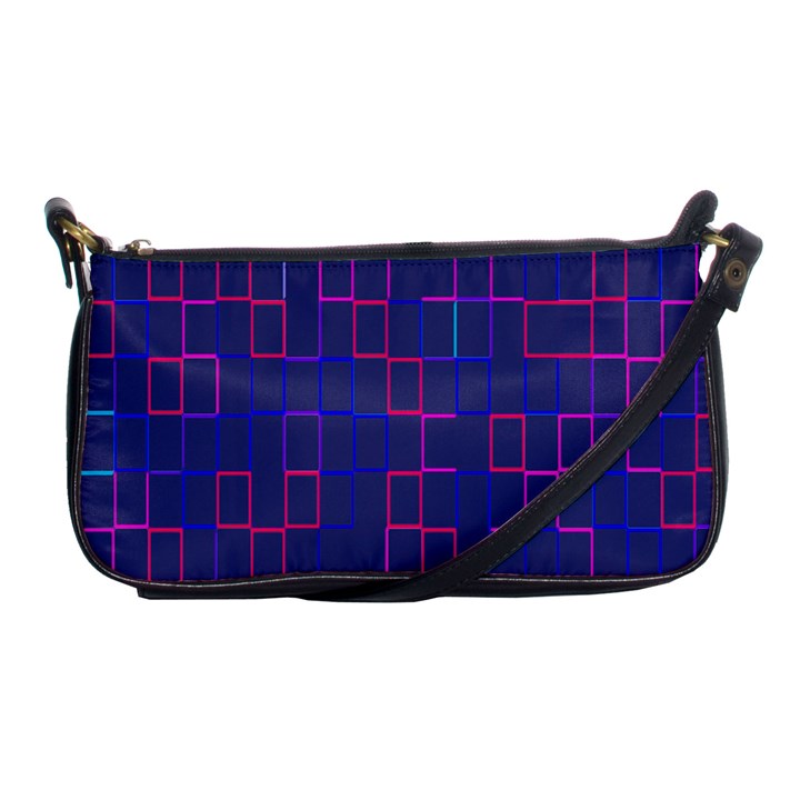 Grid Lines Square Pink Cyan Purple Blue Squares Lines Plaid Shoulder Clutch Bags