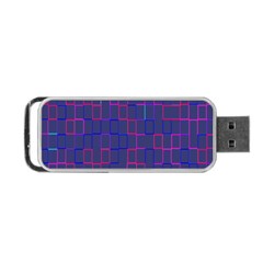 Grid Lines Square Pink Cyan Purple Blue Squares Lines Plaid Portable Usb Flash (two Sides) by Mariart