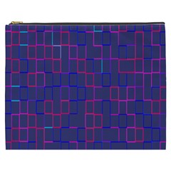 Grid Lines Square Pink Cyan Purple Blue Squares Lines Plaid Cosmetic Bag (xxxl)  by Mariart