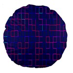 Grid Lines Square Pink Cyan Purple Blue Squares Lines Plaid Large 18  Premium Round Cushions Front