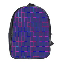 Grid Lines Square Pink Cyan Purple Blue Squares Lines Plaid School Bags (xl) 