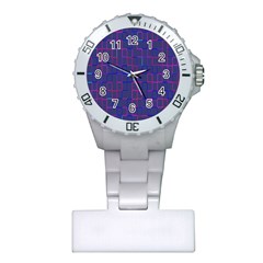 Grid Lines Square Pink Cyan Purple Blue Squares Lines Plaid Plastic Nurses Watch