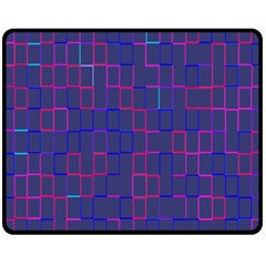 Grid Lines Square Pink Cyan Purple Blue Squares Lines Plaid Double Sided Fleece Blanket (medium)  by Mariart